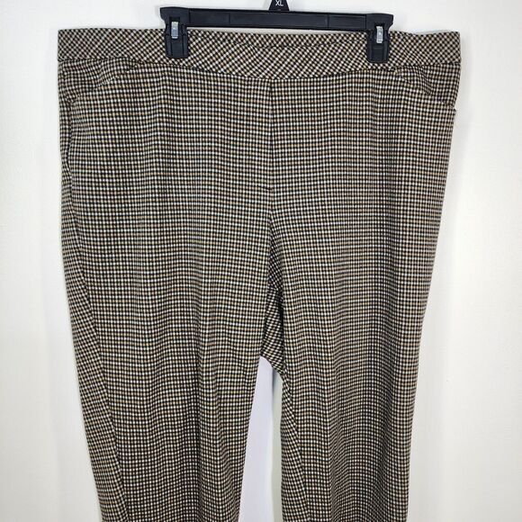 J. Jill Women Pants Size 3X Ponte Pull On Black Tan Checked Slim Leg Pocket Knit - Picture 4 of 9
